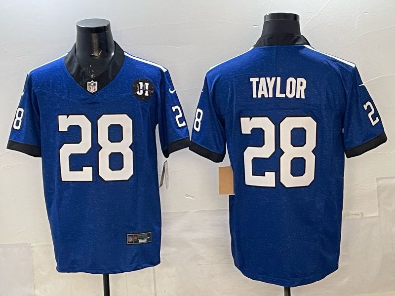 Men 2025 Nike Indianapolis Colts #28 Taylor blue Throwback 3th generation Limited NFL Jersey 02->indianapolis colts->NFL Jersey